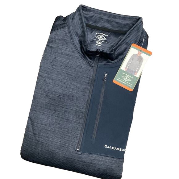 G.H. Bass Men's Quarter Zip Fleece Top Sweater Pullover Blue Size XXL NEW - Picture 1 of 6